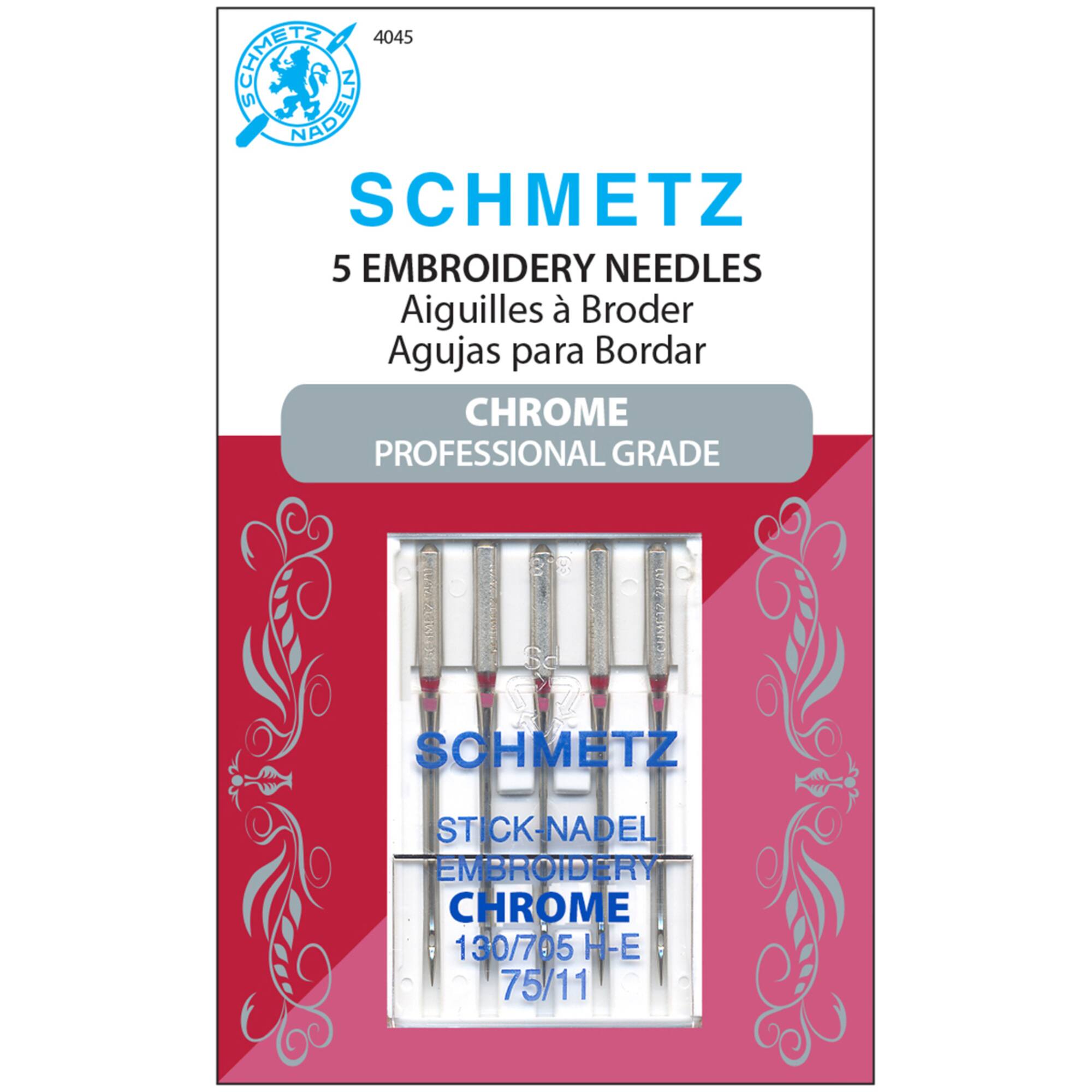Euro-Notions Schmetz Chrome Embroidery Machine Needles, 75/11, 5ct.